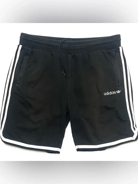 Adidas Originals Mens Black Trefoil Logo Cotton French Terry Cloth Sweat Shorts - Picture 2 of 10